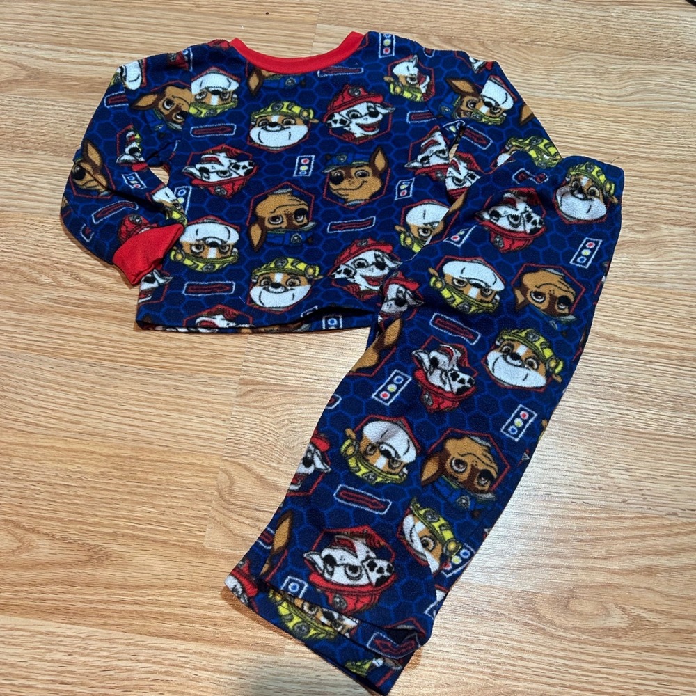 Paw Patrol Fleece Pajama Set Blue Red Toddler 3T Nickelodeon